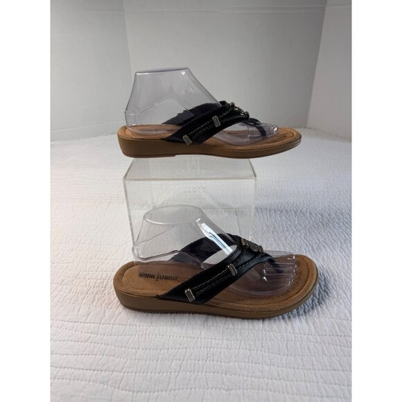 Minnetonka Womens Navy Leather Slip-on Sandals SZ 10 Travel Vacation - Picture 5 of 9